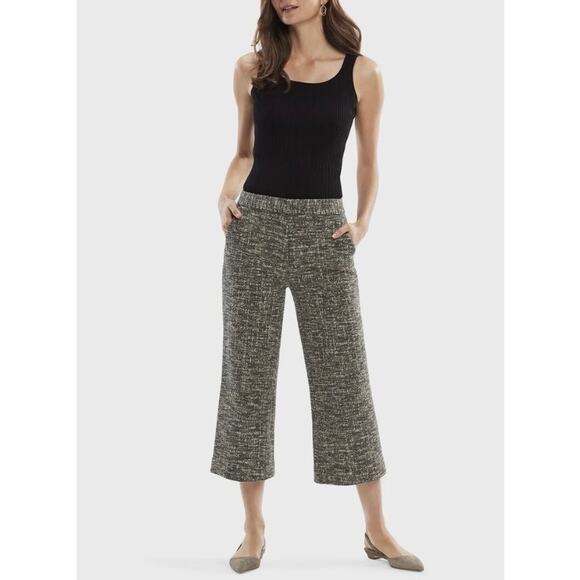 M.M. Lafleur Womens Pippa Crop Pants Size 8 Boucle Tweed Wide Leg Gray - Picture 2 of 7